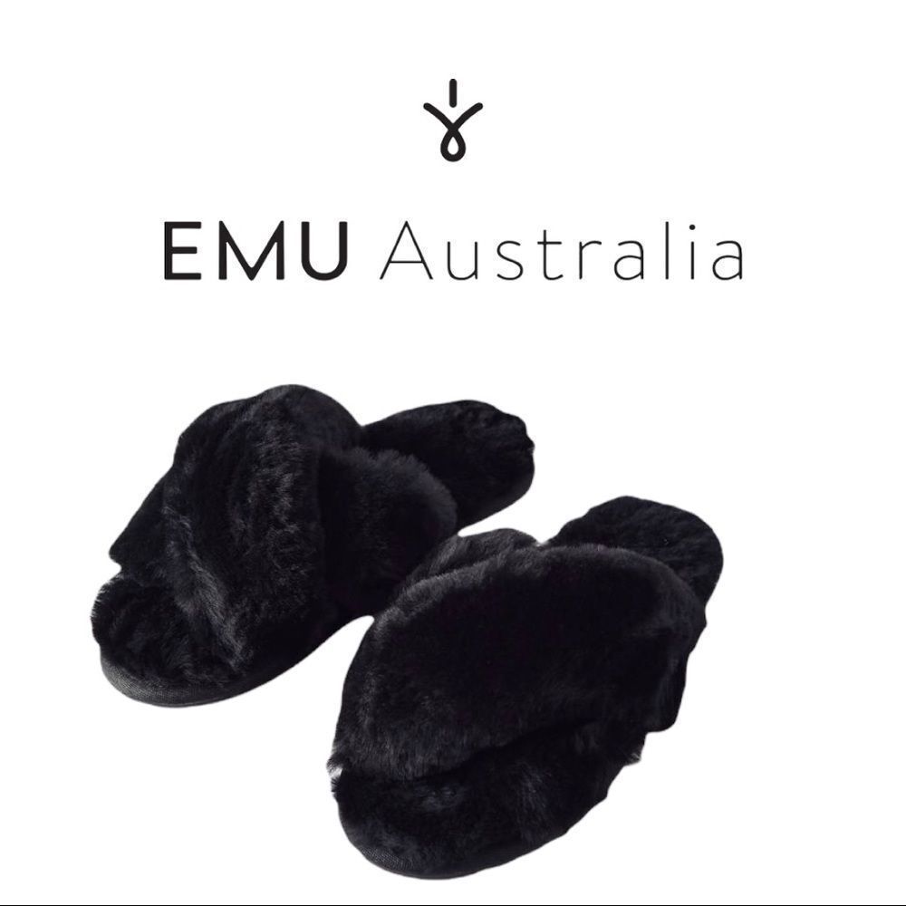 NEW EMU Australia Mayberry Black Slide Slippers 6